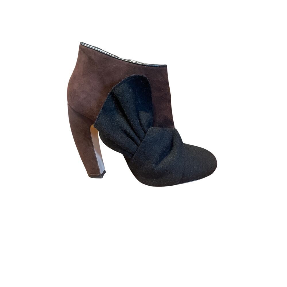 MIU MIU Suede and Wool Ankle Boots w Banana Curve Heel Shoes Size 39 9 - Picture 8 of 8
